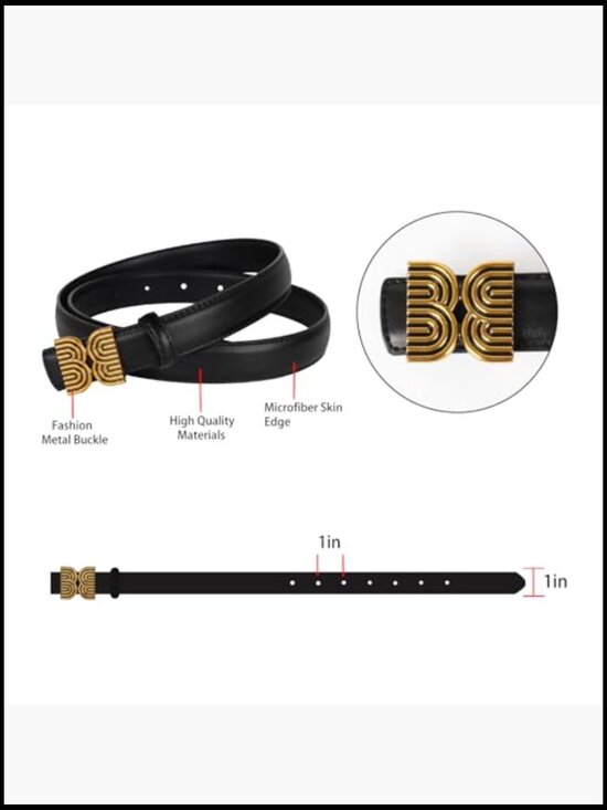 Women\'s Premium Leather Belt Adjustable Buckle for Pants & Skirts